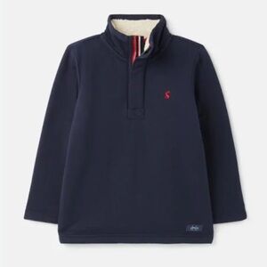 Joules Boys Winter Dale Pullover Fleece Sweatshirt Quarter Zip Navy Blue 7-8